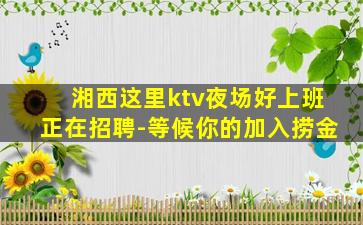 湘西这里ktv夜场好上班正在招聘-等候你的加入捞金